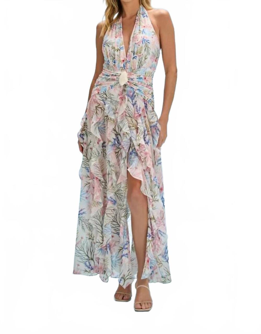 NEW PATBO seaweed plunge beach maxi dress in off white